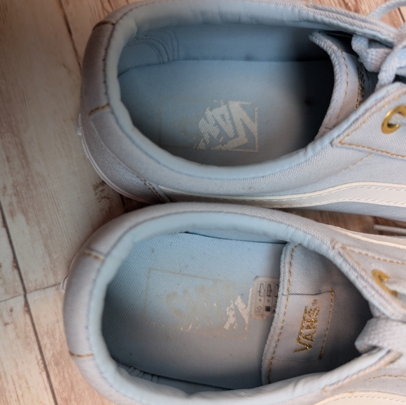 Vans Ward Lo Powder Blue EUC Low Top Women's Size 9.5 Gold Trainer Sneakers - Picture 10 of 14